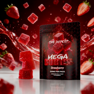 The Dopest MEGA Cubes: Strawberry 250mg Delta 9 Gummies