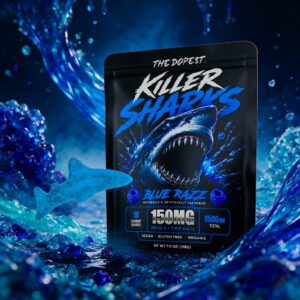 Killer Sharks Blue Razz Gummies - 1500MG D9 + THCP.